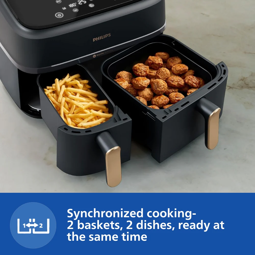 Philips 9L Dual Basket Airfryer with Rapid Air technology - NA352/00 - Image 3