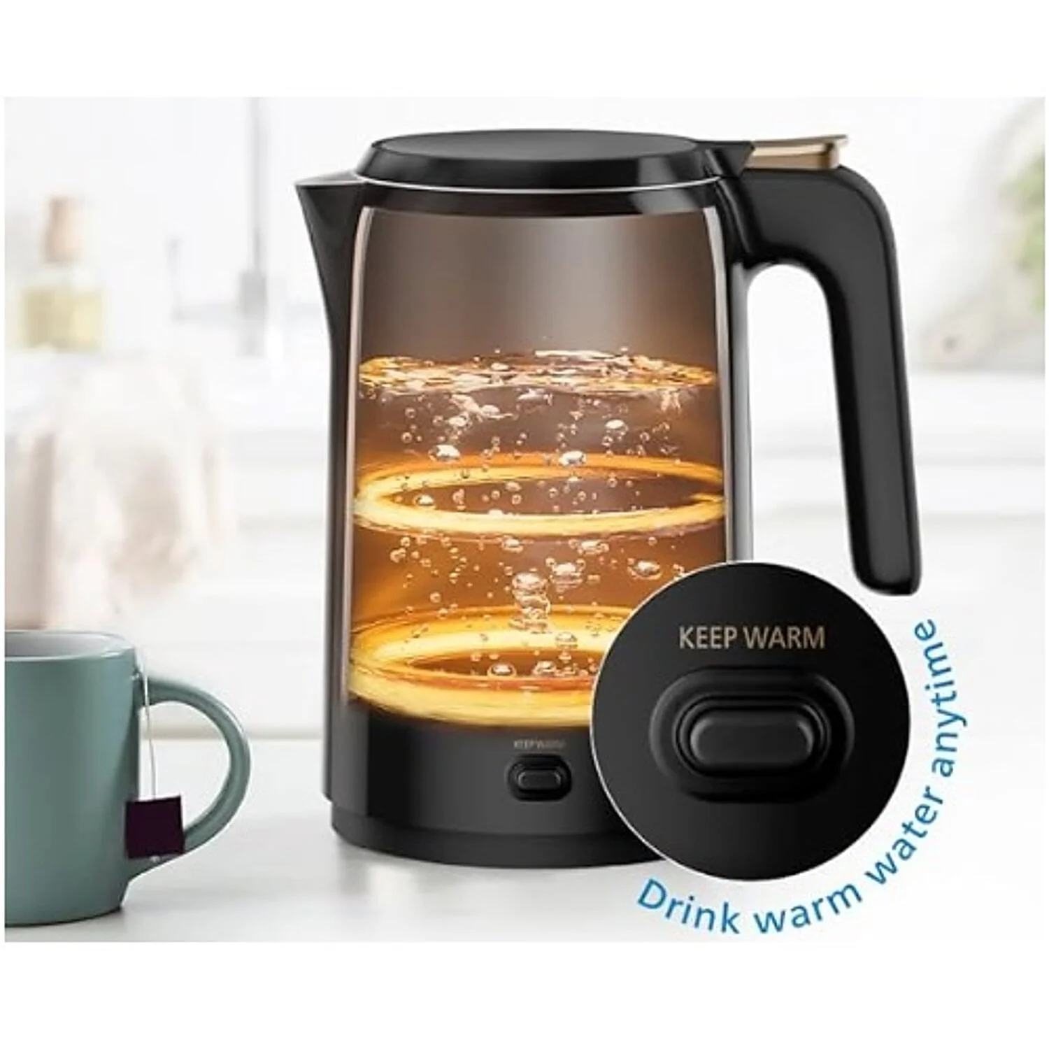 Philips 1.5 litre double walled electric kettle with Keep Warm function - HD9378/80 - EMP - Image 3
