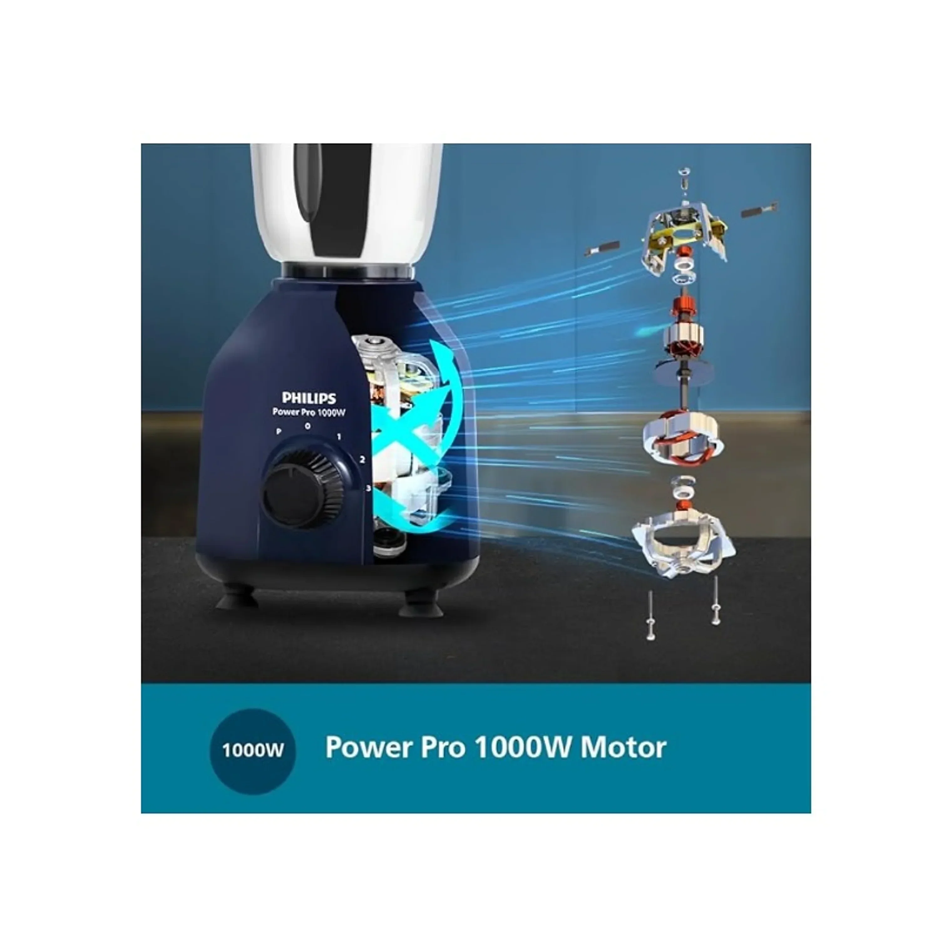 Philips 1000 Watt Mixer Grinder with quick cool ventilation for longer motor life and 4 Jars - HL7714/01 - EMP - Image 2