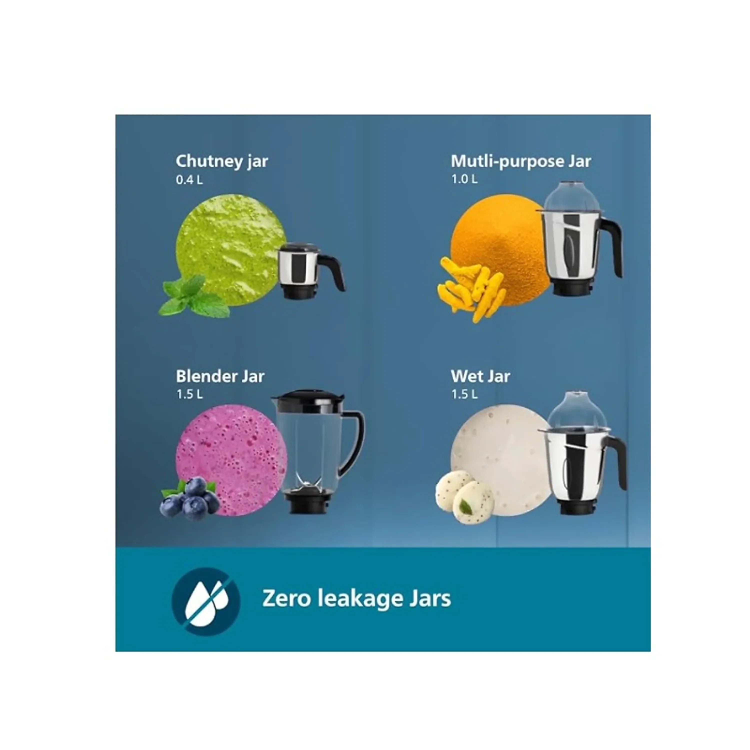 Philips 1000 Watt Mixer Grinder with quick cool ventilation for longer motor life and 4 Jars - HL7714/01 - EMP - Image 3