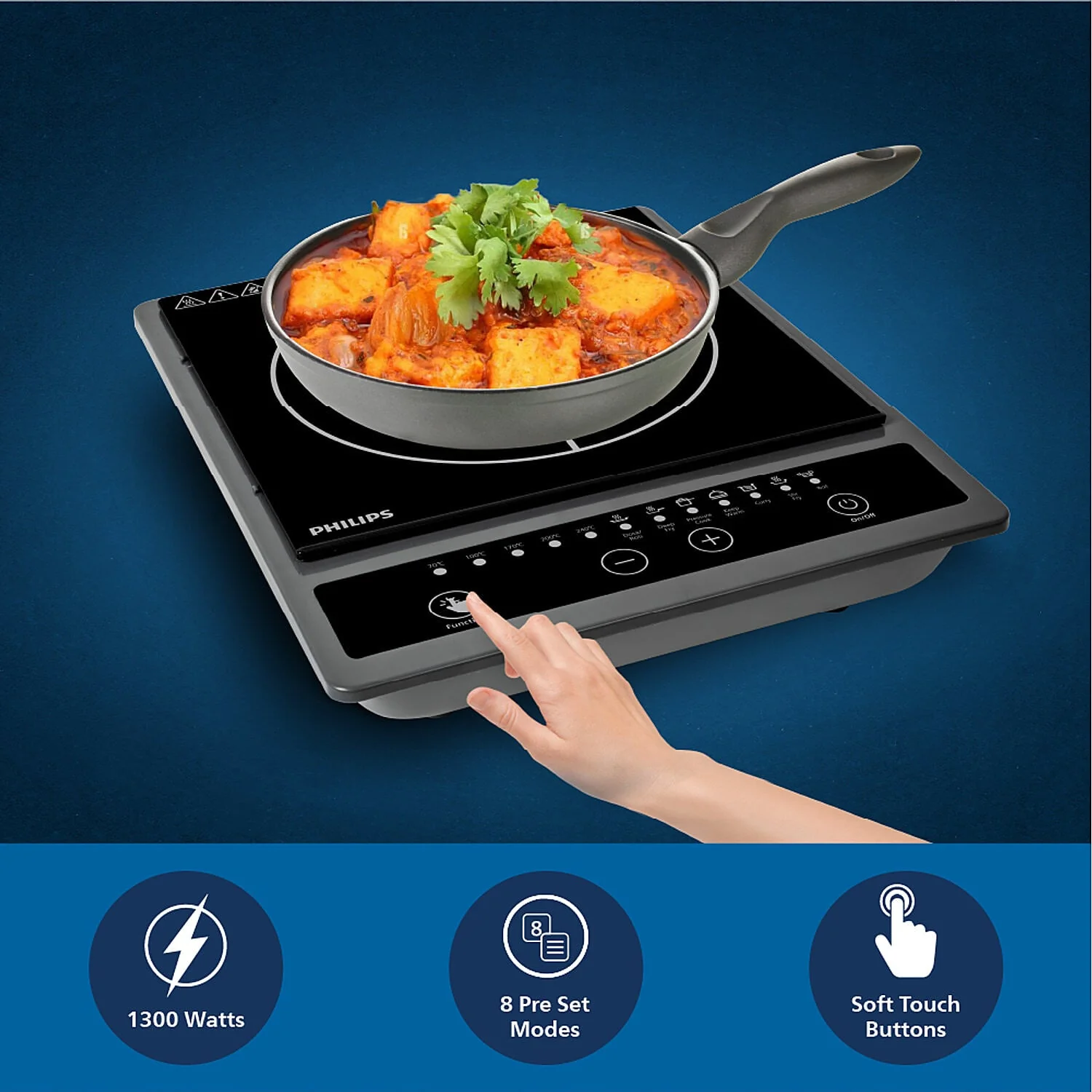 Philips 1300W Induction Cooktop with Triple MOV for 4kW surge protection and soft touch control - HD4934/00 - EMP - Image 6