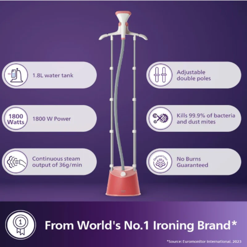 Philips 1800 Watts Standing Garment Steamer - STE1020/40 - EMP - Image 3
