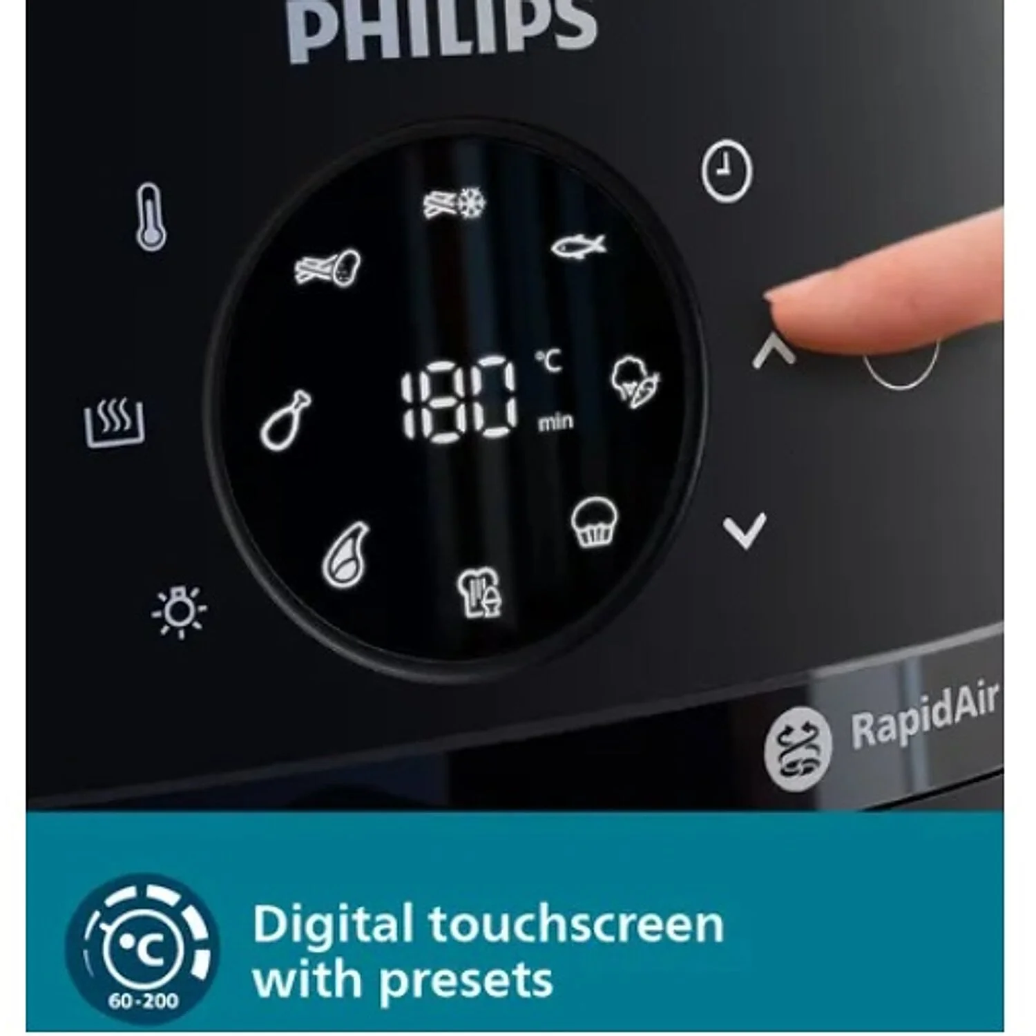 Philips 4.2L 1500 Watt Digital Airfryer with Rapid Air Technology - NA221/00 - Emp - Image 3