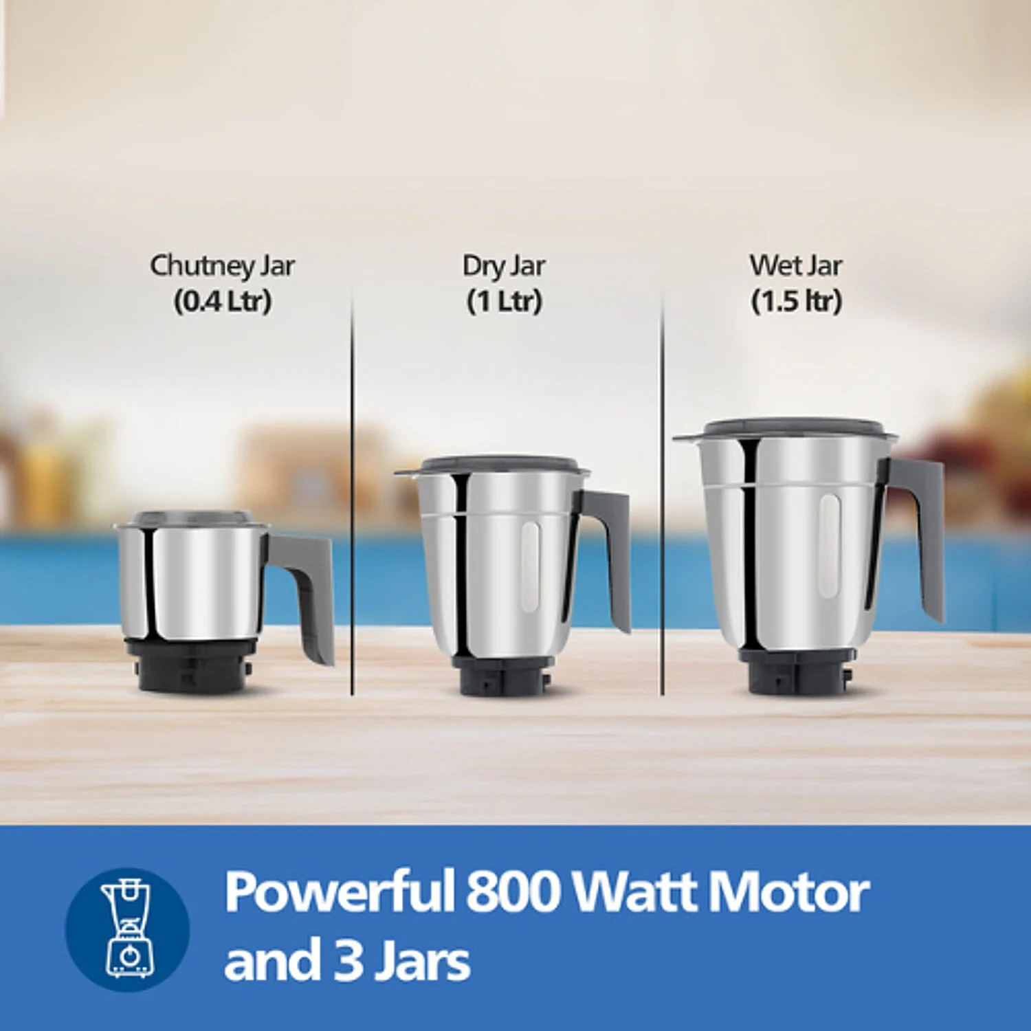 Philips 800 Watt Powerful motor mixer grinder with MicroGrind Technology in Grey colour - HL7770/00 - EMP - Image 5