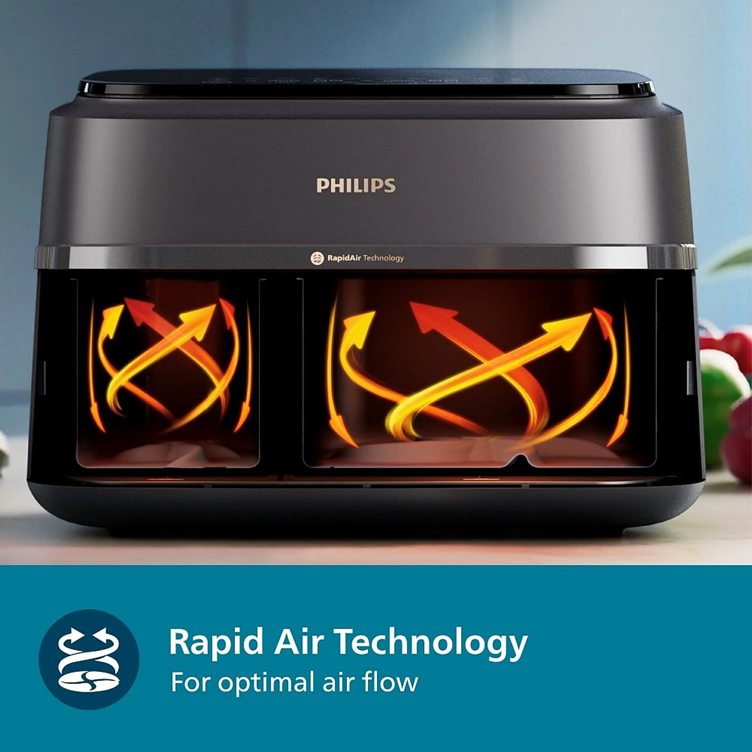 Philips 9L Airfryer with Dual Baskets for Full Tray Cooking & 8 Preset Menus - NA352/00 - Emp - Image 4