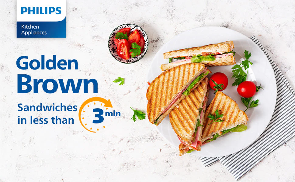 Philips HD3010/80 Sandwich Maker 700W Flat & Grilled Plates - EMP - Image 5