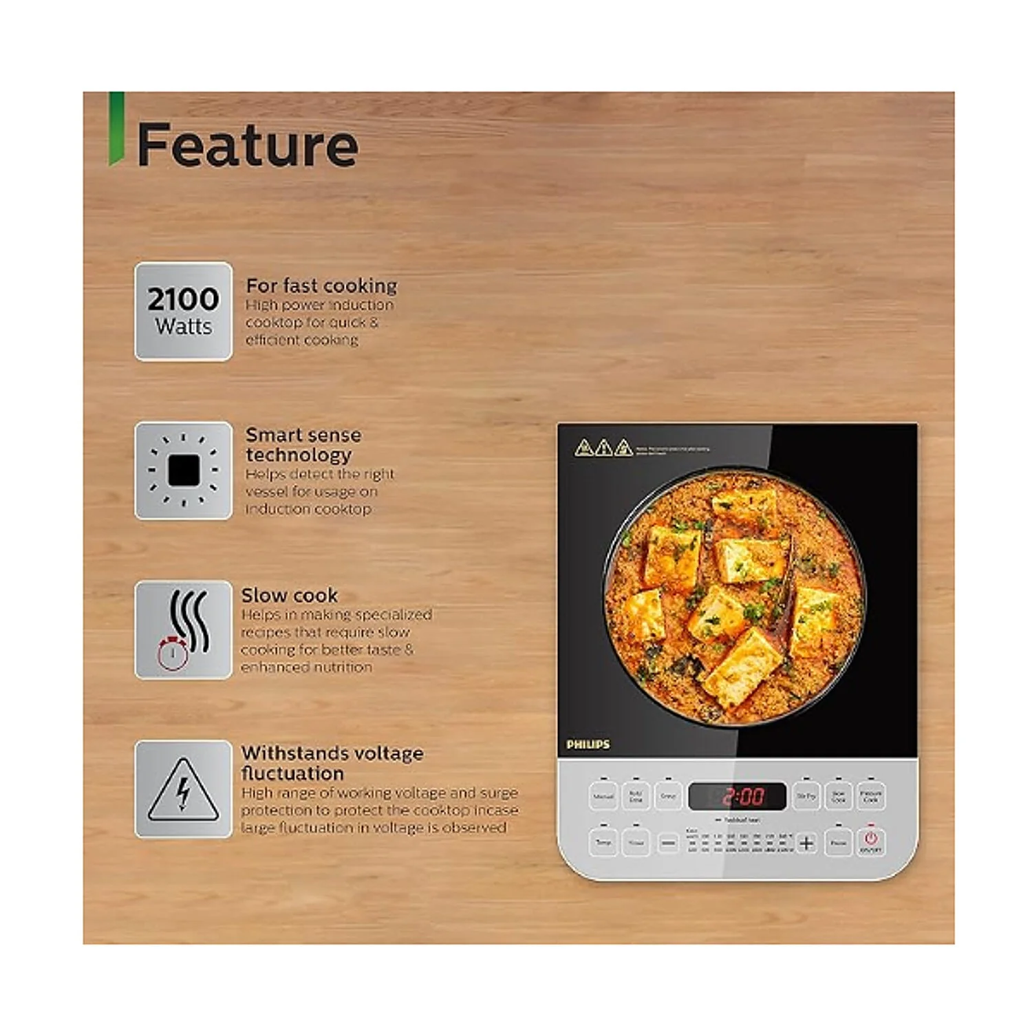 Philips Viva Collection 2100-Watt Induction Cooktop - HD4928/01 - EMP - Image 2