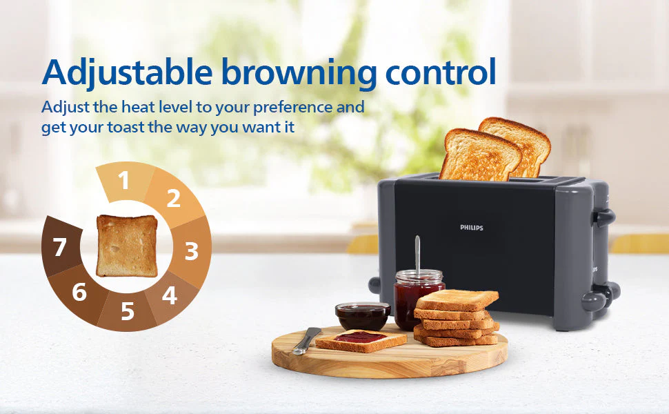 Philips 800W Pop-Up Toaster with 8-Level Browning - HD2512/00 - Image 7