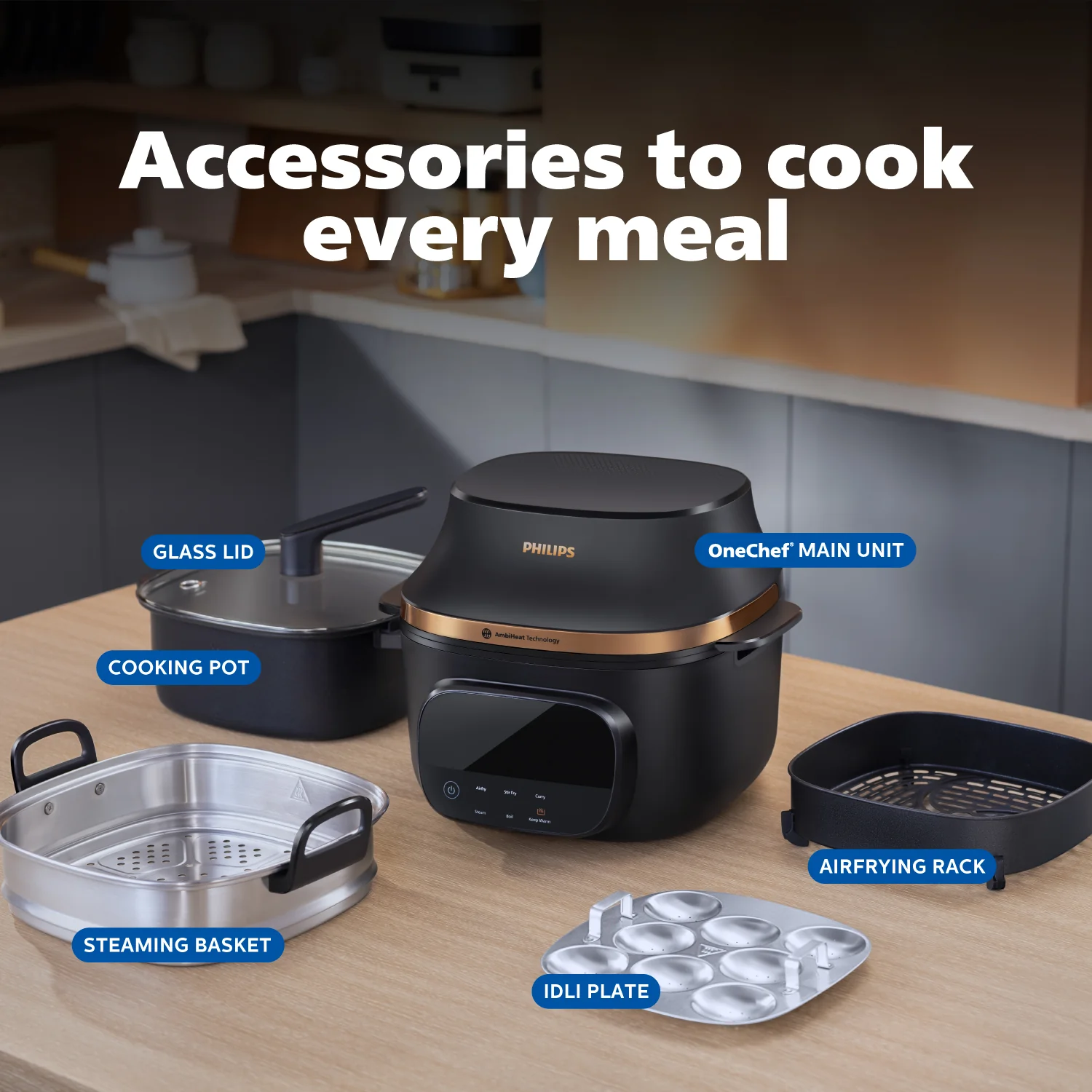 Philips OneChef Smart All in One Cooking Device | 33-in-1 Functions with multiple cooking modes | AmbiHeat Technology for Perfect Indian Cooking | 6L Capacity - Image 5