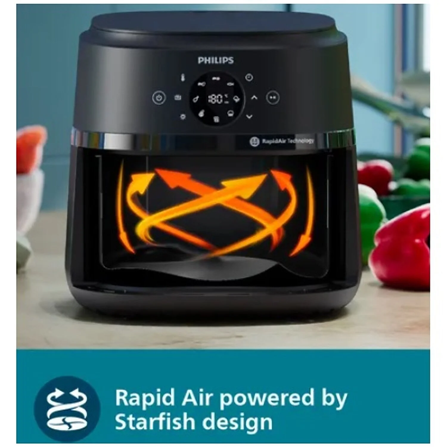Refurbished Philips 4.2L 1500 Watt Digital Air Fryer with Rapid Air Technology - NA221/00 - Image 2