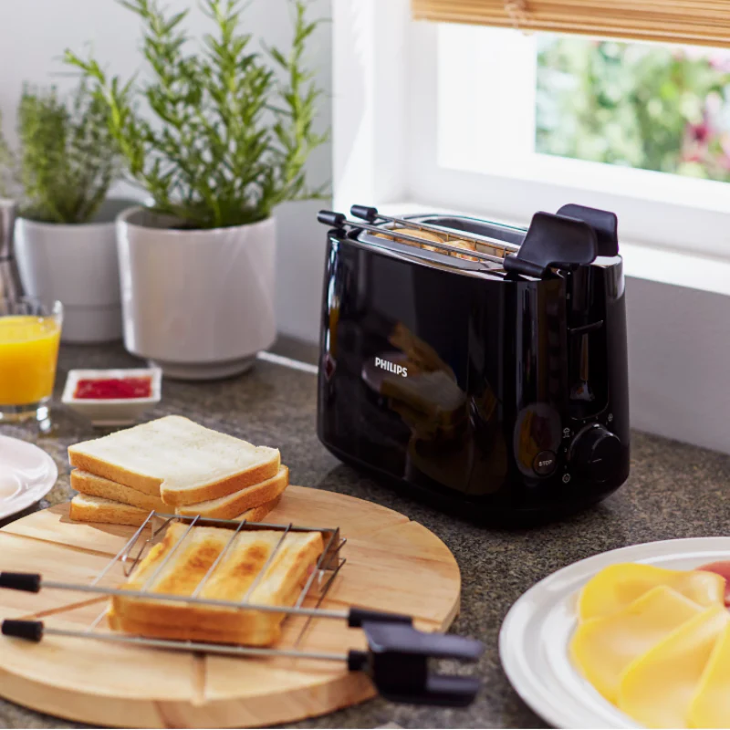 Refurbished Philips 600 Watts 2-Slice Toaster with Integrated Bun Rack Black - HD2583/90 - Image 2