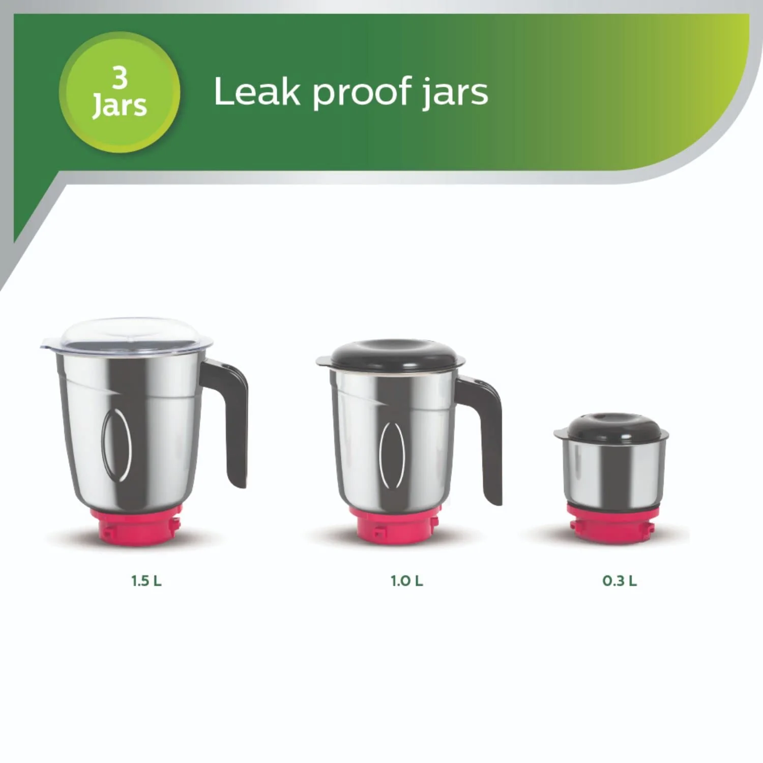 Refurbished Philips 750W Mixer Grinder 3 Jar Red - HL7756/02 - Liquidation - Image 2
